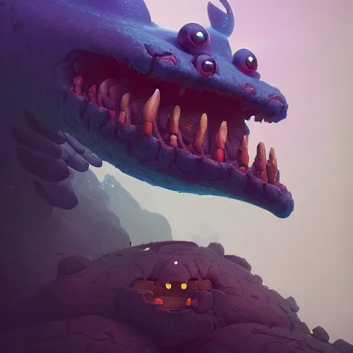 Image similar to stupid monster : : by beeple and james gilleard and justin gerard : :, centered, artstation, smooth, sharp focus, photoreal octane render, 3 d, by jean - baptiste monge!!!!!!!