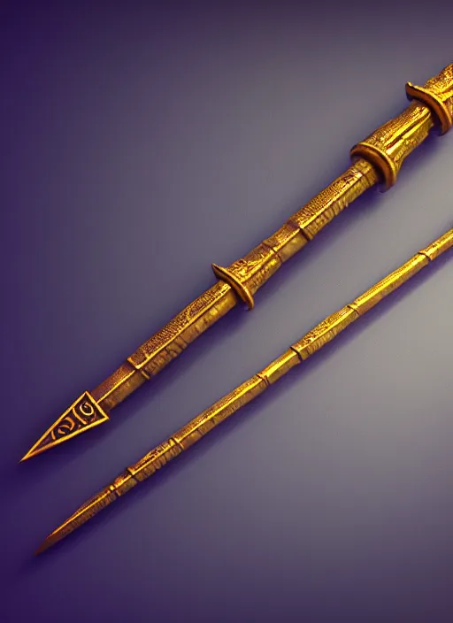 Prompt: rpg item render, a single egyptian gold staff, ancient symbols, bright, Unreal 5, DAZ, hyperrealistic, octane render, dynamic lighting