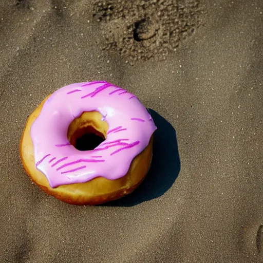 Image similar to a donut resting at the beach