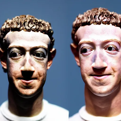 Image similar to poorly made mark zuckerberg wax sculpture