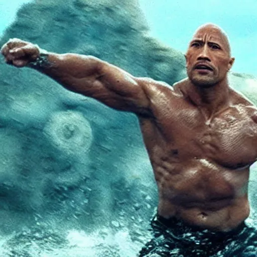 Image similar to Dwayne Johnson in water world 4K quality super realistic