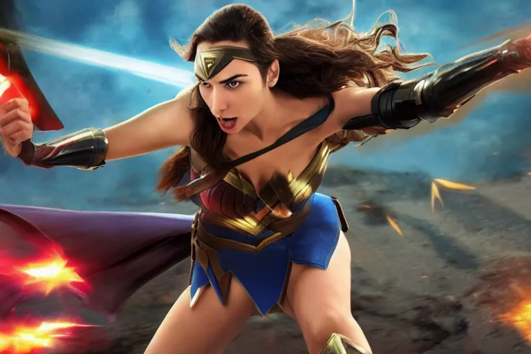 Prompt: screenshot of gal gadot in super smash bros, high resolution, hd, 4k