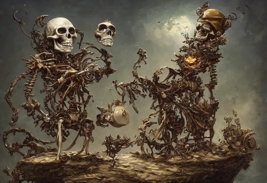 Image similar to pirate skeleton drinking beer by ellen jewett, tomasz alen kopera and Justin Gerard