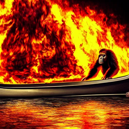 Image similar to A Bored Ape Yacht Club NFT burning in a pit of fire, photo, cinematic, 8k