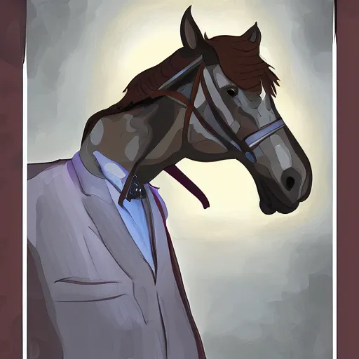 Image similar to a horse detective, digital art