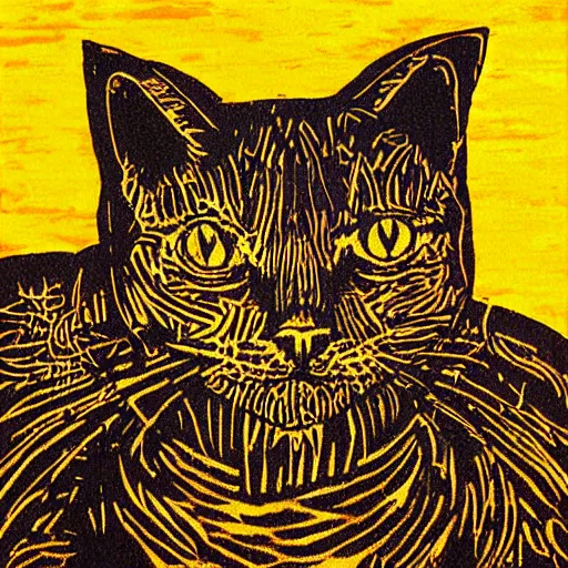 Image similar to cat woodcut print by Samuel Jessurun de Mesquita