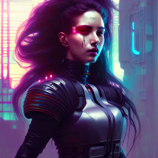 Image similar to portrait painting of a cyberpunk sunmi, ultra realistic, concept art, intricate details, eerie, highly detailed, photorealistic, octane render, 8 k, unreal engine. art by artgerm and greg rutkowski and magali villeneuve and alphonse mucha