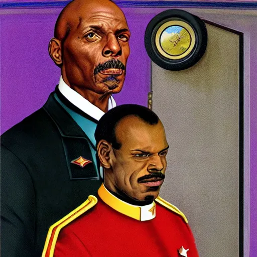 Image similar to commander sisko in the style of norman rockwell