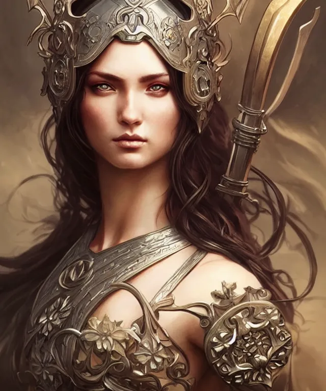 Image similar to Muscular and powerful medieval knight portrait, art nouveau, fantasy, intricate flower designs, elegant, highly detailed, sharp focus, art by Artgerm and Greg Rutkowski