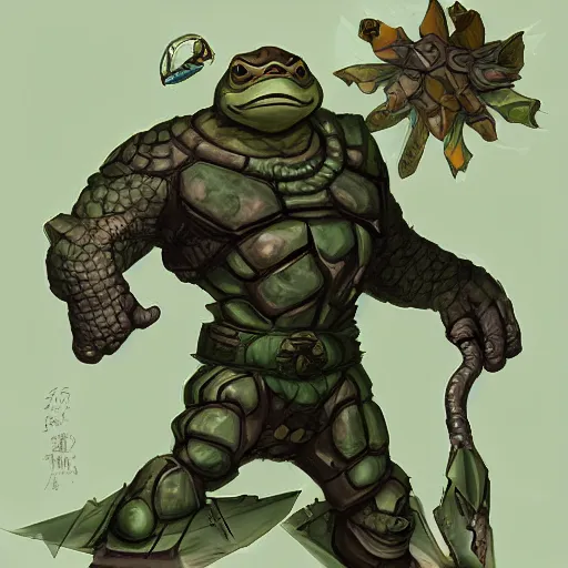 Prompt: anthropomorphic turtle hero by tooth wu