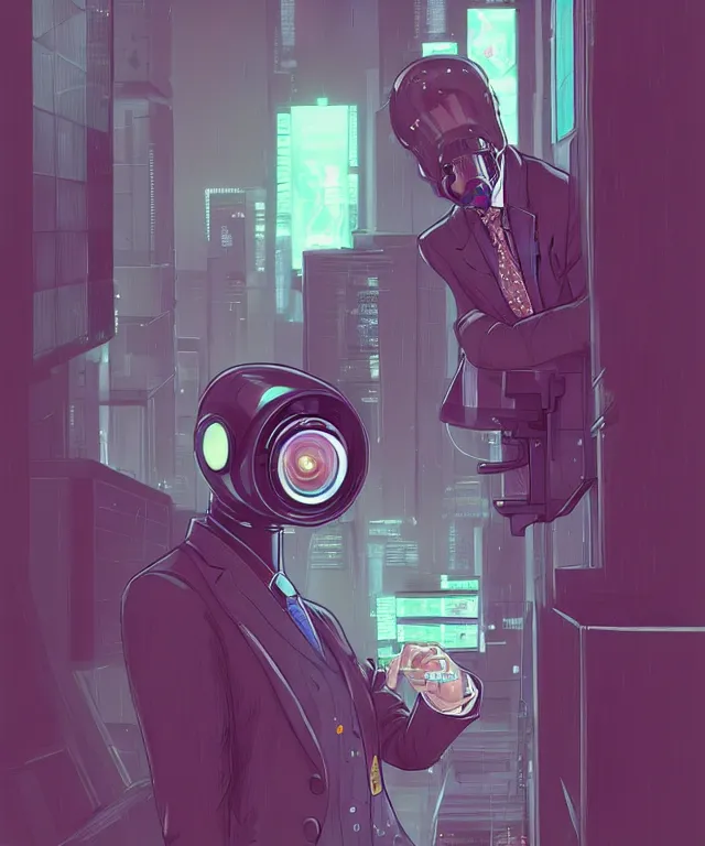 Prompt: a portrait of an anthropomorphic surveillance camera wearing a suit, cyberpunk!, fantasy, elegant, digital painting, artstation, concept art, matte, sharp focus, illustration, art by josan gonzalez