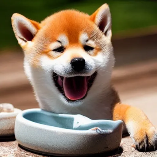 Image similar to Shiba inu puppy takes a bath