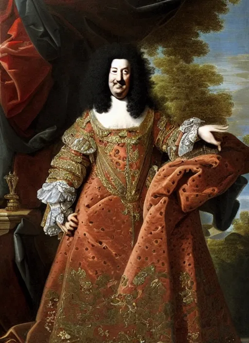 Image similar to portrait of Louis xiv of France in coronation robes by hyacinthe rigaurd 1701