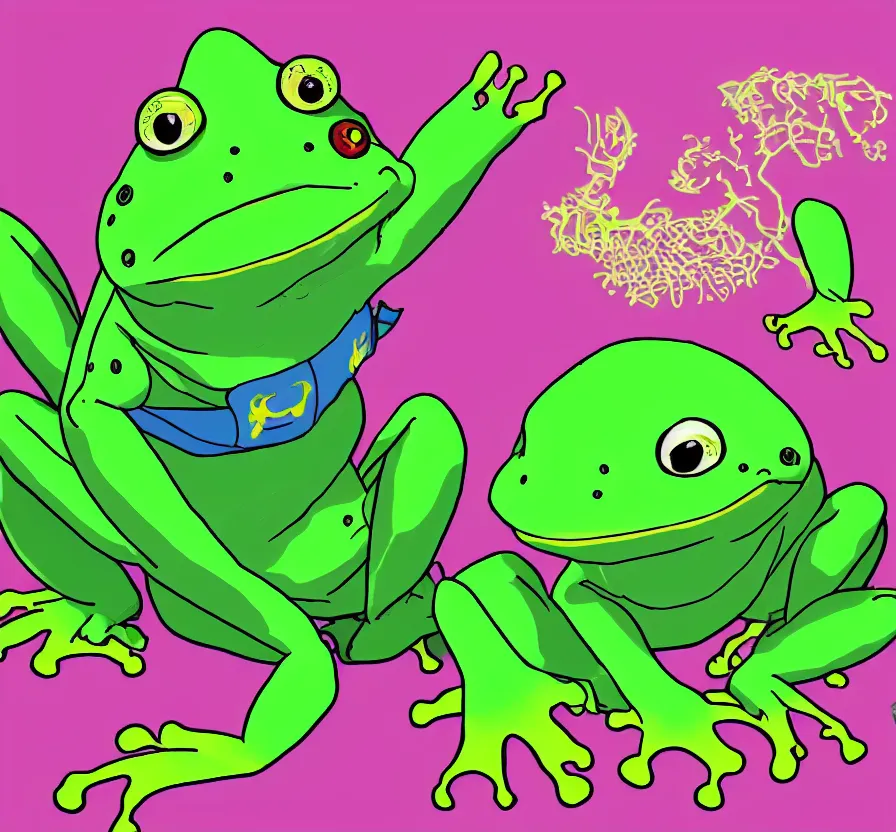 Prompt: animated chini frog wearing a anime sailor uniform, cell - shaded, well - designed, cinematics lighting, colorful