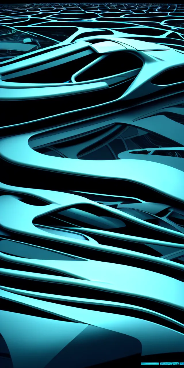 Image similar to A seamless pattern of a futuristic sci-fi concept car by zaha hadid ash thorp khyzyl saleem, futuristic car, Blade Runner 2049 film, TRON, large patterns, Futuristic, Symmetric, keyshot product render, plastic ceramic material, shiny gloss water reflections, High Contrast, metallic polished surfaces, seamless pattern, white , grey, black and aqua colors, Octane render in Maya and houdini, vray, ultra high detail ultra realism, unreal engine, 4k in plastic dark tilt shift