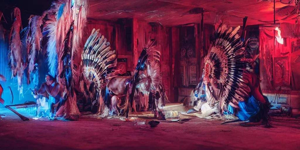 Image similar to of Native American shaman drumming by Liam Wong and Boris Vallejo