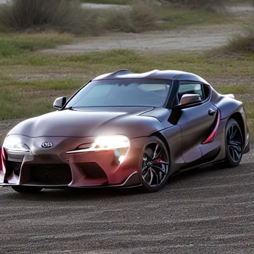 Prompt: toyota supra in the palm of a hand