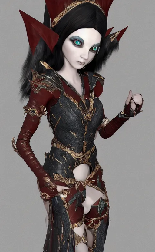 Prompt: Gothic elf princess in dragon armor, netsuke, unreal engine, high detailed