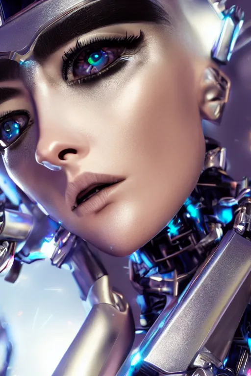 Prompt: fully clothed women dresses in a cyberpunk aesthetic in body suit and high heels with cybernetic eye implants standing at times square circa 2 3 0 0, detailed face!!, beautiful eyes, film still, wide lens, hyperrealism, incredible detail, 8 k resolution, zeiss lens, canon eos, artstation, redshift, octane, detailed face!!,