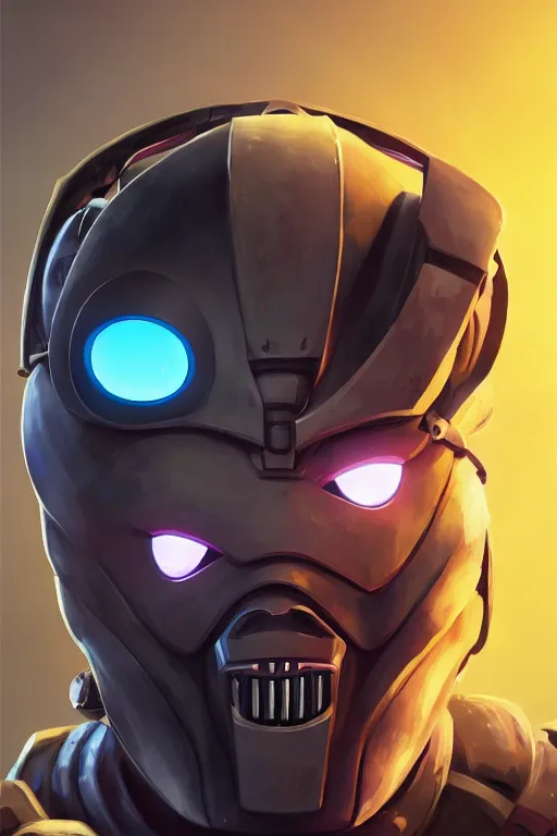 Image similar to epic mask helmet robot ninja portrait stylized as fornite style game design fanart by concept artist gervasio canda, behance hd by jesper ejsing, by rhads, makoto shinkai and lois van baarle, ilya kuvshinov, rossdraws global illumination radiating a glowing aura global illumination ray tracing hdr render in unreal engine 5