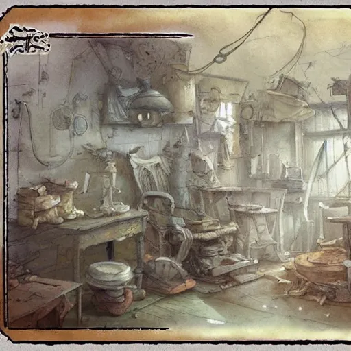 Prompt: cluttered inventors workshop. muted colors. by Jean-Baptiste Monge !!!!!!!!!!!!!!!!!!!!!!!!!!!