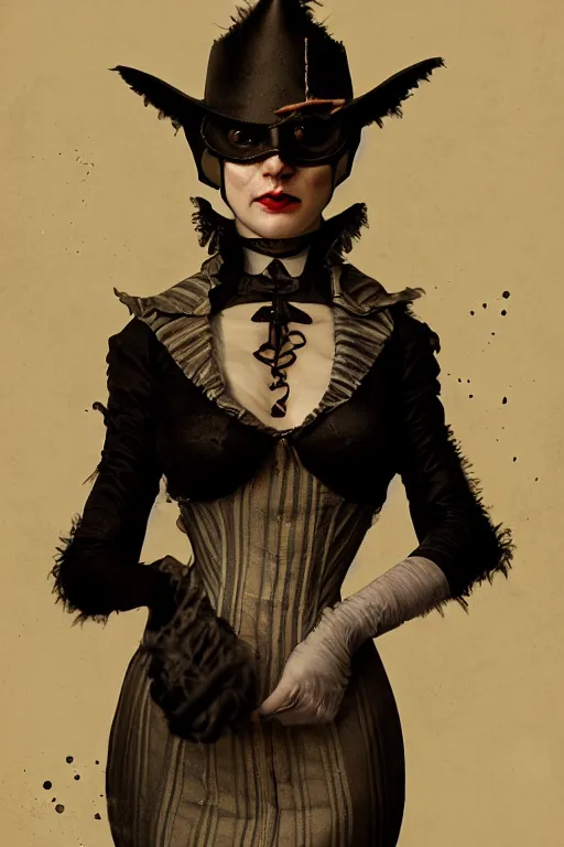 Prompt: wet plate photograph portrait of an anthropomorphic cat - woman, dressed in a victorian - era clothing, dramatic lighting, highly detailed, digital painting, artstation, concept art, smooth, sharp focus, illustration, art by wlop, mars ravelo and greg rutkowski