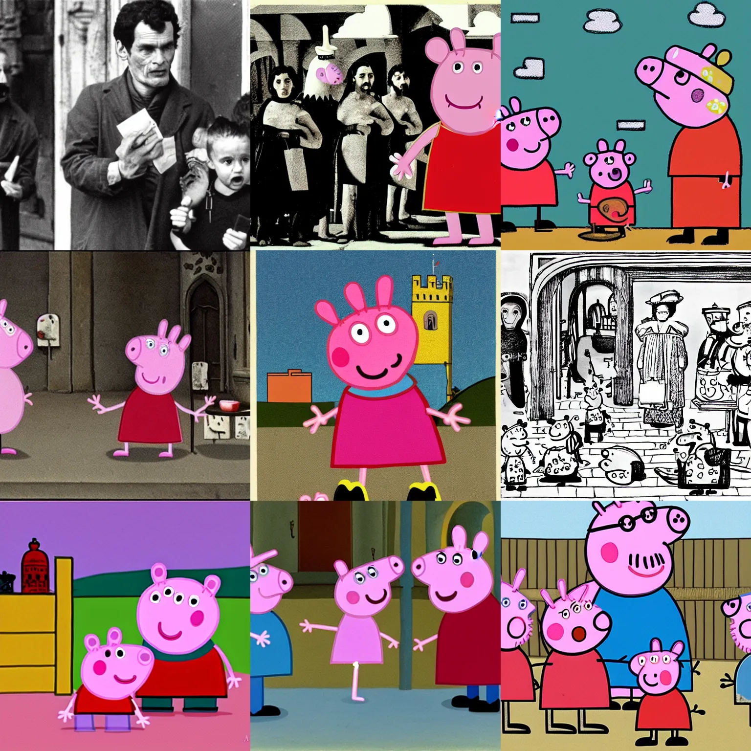 Prompt: peppa pig in pier paolo pasolini's canterbury tales