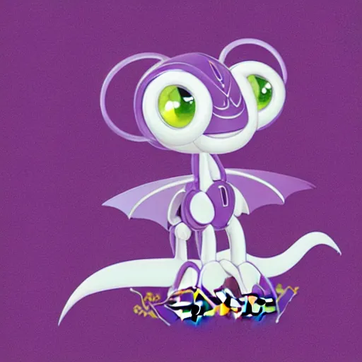 Prompt: a logo with very cute small purple robototechnic dragon with well-designed head and four legs, Disney, digital art