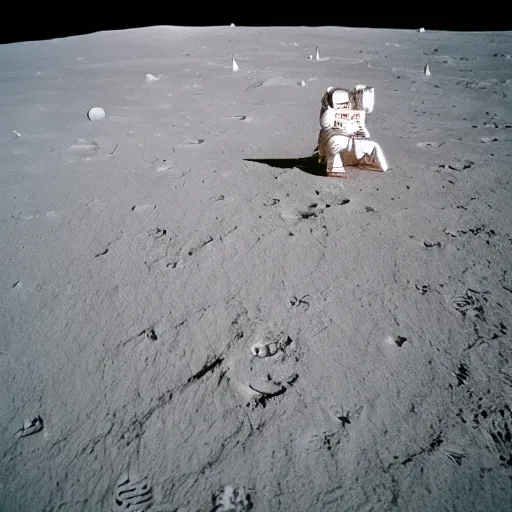 Image similar to photo of astronaut making a sand castle on the moon, cinestill, 8 0 0 t, 3 5 mm, full - hd