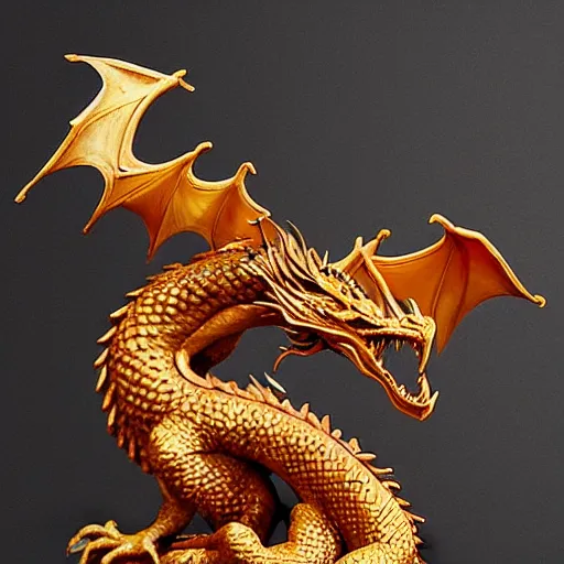 Image similar to “fire breathing dragon, sculpture in the round, stone”