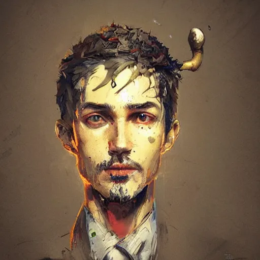 Image similar to bust portrait of a well - dressed mushroom man with a mushroom head, dramatic lighting, illustration by greg rutkowski, yoji shinkawa, 4 k, digital art, concept art, trending on artstation