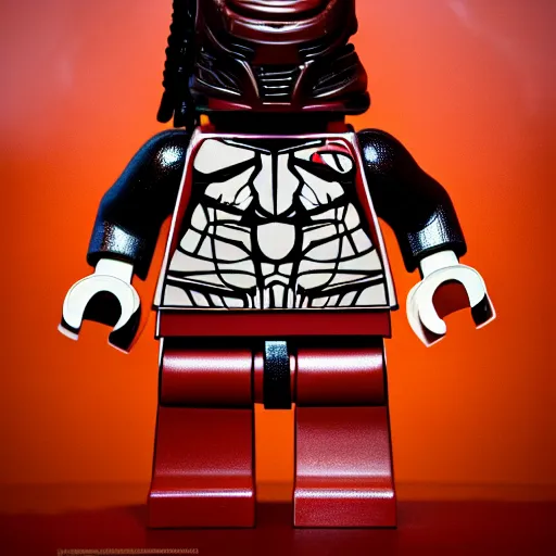 Image similar to the predator as a lego minifigure, product photo, 8 k