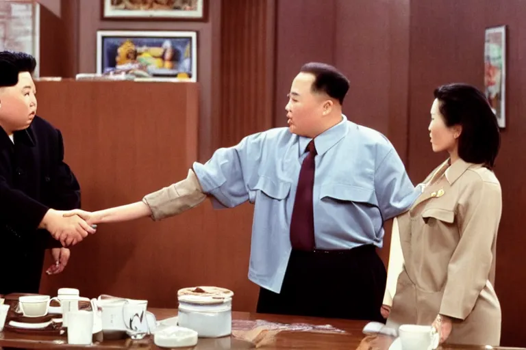 Prompt: Scene from Seinfeld where Jerry confronts Kim Jong-un