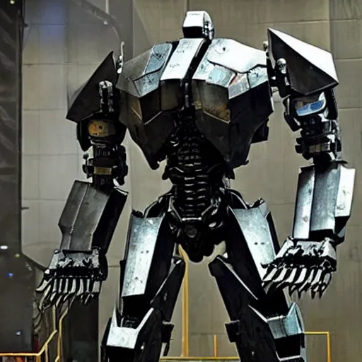 Image similar to cinematic still in real steel movie and westworld and pacific rim movie, one full body ornate humanoid mega mech by fujioka kenki and by mamoru nagano