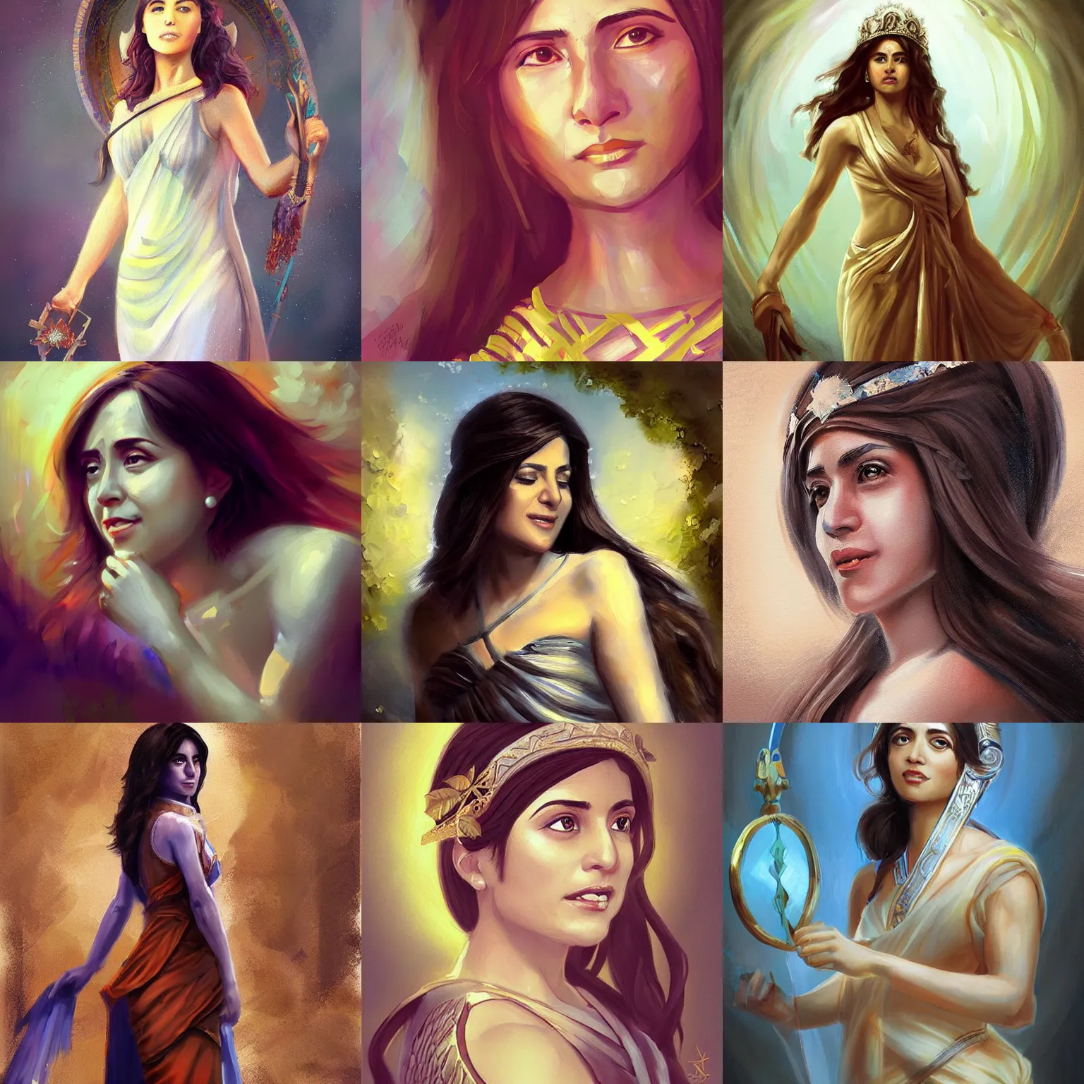 Prompt: Leni Robredo as a beautiful Greek Goddess, Painting, Artstation, Digital Art