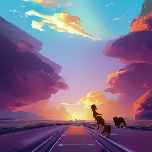 Image similar to painting dog's crossing rainbow bridge smooth median photoshop filter cutout vector, behance hd by jesper ejsing, by rhads, makoto shinkai and lois van baarle, ilya kuvshinov, rossdraws global illumination