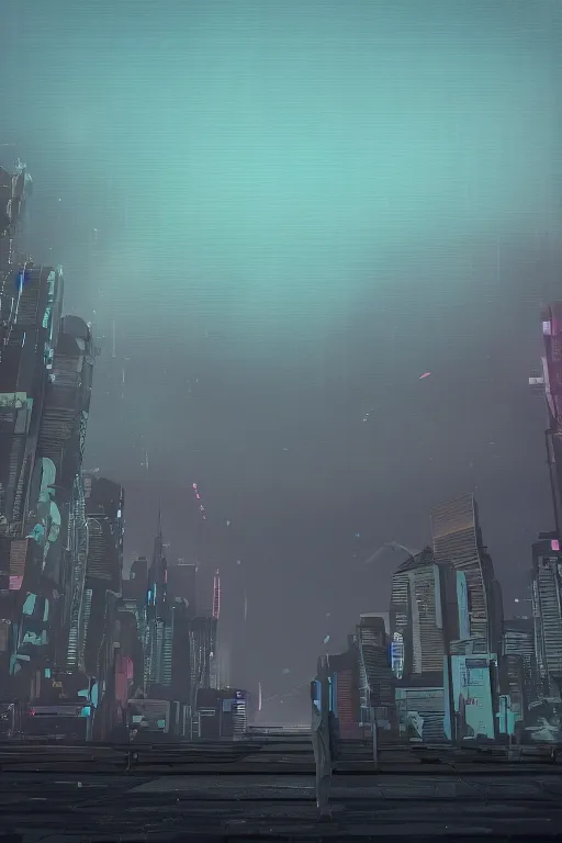 Image similar to the sky above the port was the colour of television tuned to a dead channel, cyberpunk