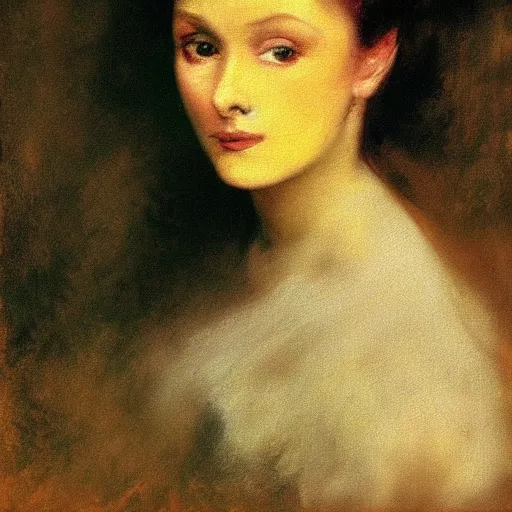 Image similar to a closeup portrait of a young vivian leigh, dramatic light, painted in oil by edgar degas, masterpiece