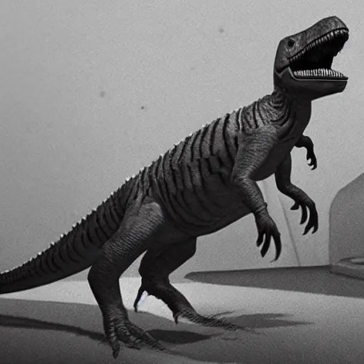 Prompt: First photograph of a real dinosaur, circa 2167