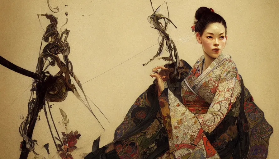 Image similar to a beautiful realistic painting of a samurai, intricate, elegant, highly detailed, digital painting, artstation, concept art, by krenz cushart and artem demura and alphonse mucha