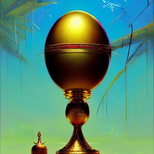 Image similar to faberge egg and andel shine, hyperrealism, no blur, 4 k resolution, ultra detailed, style of alexander trufanov, ismail inceoglu, tyler edlin, syd mead, carlos schwabe