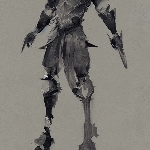 Image similar to china ink concept art of lithe knight