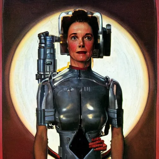 Image similar to sci - fi woman, by norman rockwell