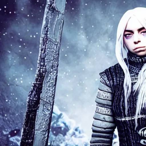 Image similar to Billie Eilish in Skyrim