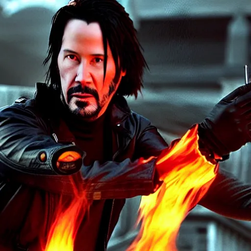 Image similar to Keanu reeves as Ghost rider 4K quality super realistic