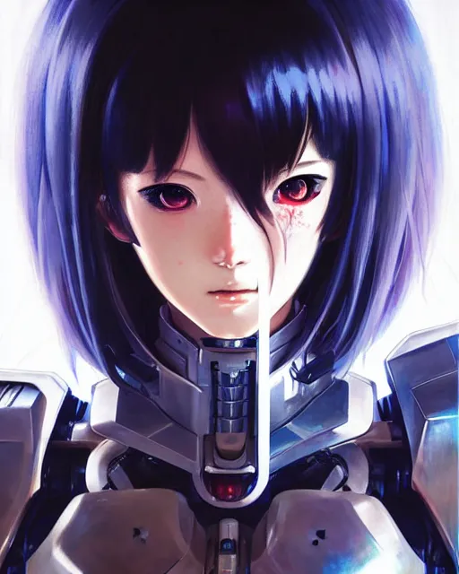 Image similar to portrait Anime Girl in mecha armor in night tokyo Sharp fine face pretty face, realistic shaded Perfect face, fine details. Anime. cyberpunk realistic shaded lighting by katsuhiro otomo ghost-in-the-shell, magali villeneuve, artgerm, rutkowski Jeremy Lipkin and Giuseppe Dangelico Pino and Michael Garmash and Rob Rey