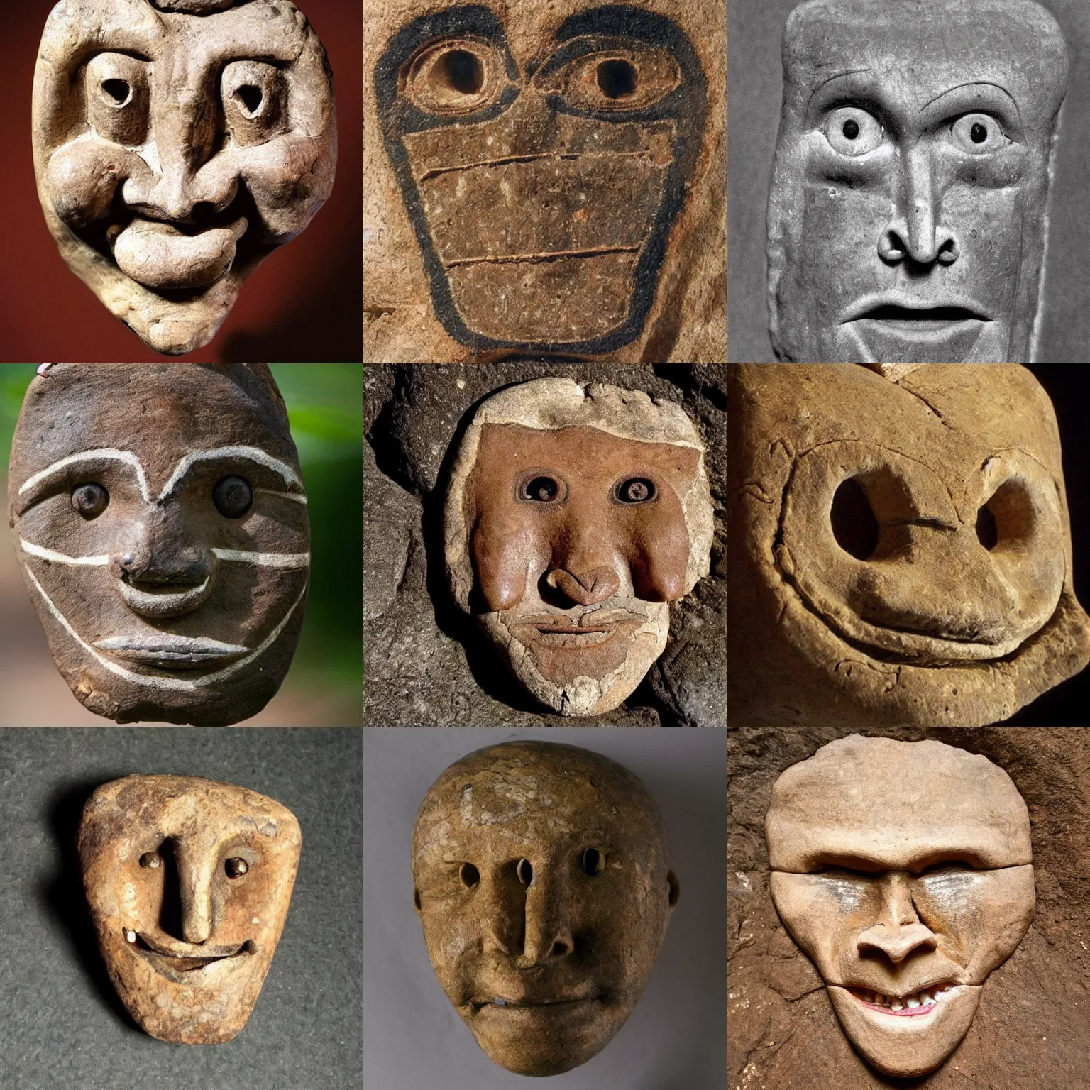 Prompt: denisovan man smile face, paleolithic art