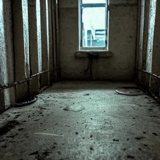 Image similar to bottle of milk in the floor inside a jailcell behind bars