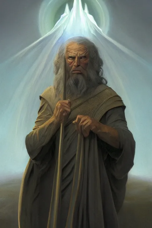 Image similar to he who transcends, art by ralph mcquarrie and howard david johnson, trending on artstation, soft lights macro view fresco, lord of the rings, 3 d render, unreal engine, mannerism