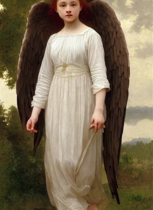 Image similar to Angel Sadie Elizabeth Sink , barefoot In the style of william adolphe bouguereau